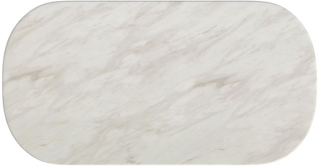 Elements International Sylvie White Faux Marble Top Dining Table with Natural Base-3