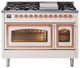 Ilve® Nostalgie II Noblesse 48'' Antique White Pro Style Dual Fuel Range with Copper Trim-0