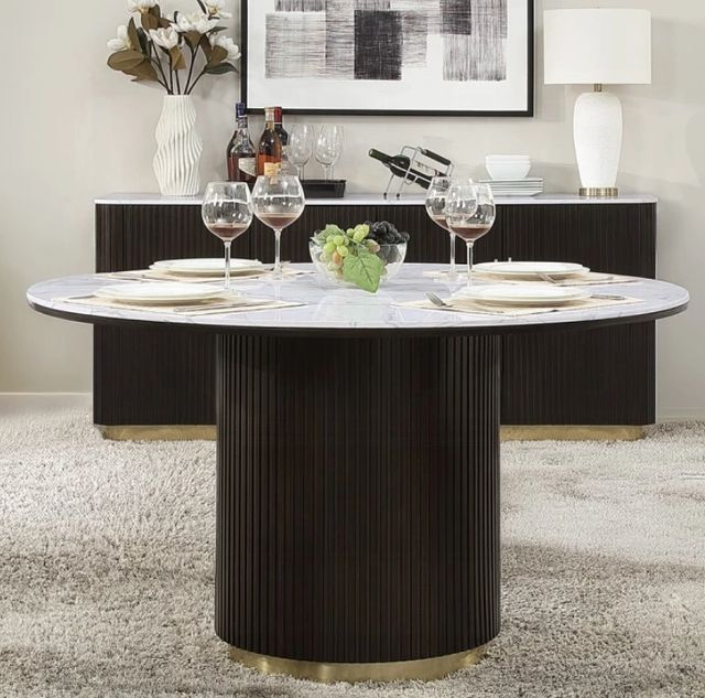 ACME Furniture Clayten White Round Dining Table with Espresso Base-1