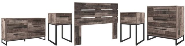 Signature Design by Ashley® Neilsville 5-Piece Multi Gray Queen Panel Headboard Set-0