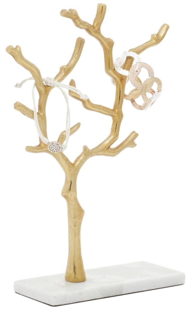 Deco Marche Gold Tree Jewelry Stand with Rectangular Base-0