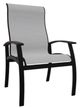 Telescope Casual Belle Isle Abalone/Black Aluminum/Fabric Outdoor Sling Supreme Arm Chair with Chestnut Rustic Polymer Arm Accent-0