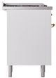 Ilve® Nostalgie II Noblesse 60'' White Pro Style Dual Fuel Range with Brass Trim-2