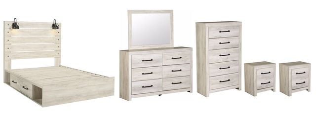 Signature Design by Ashley® Cambeck 6-Piece Whitewash King Panel Storage Bed Set-0