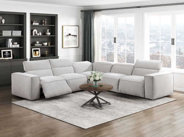 Homelegance® Phoebe 5-Piece Light Gray Modular Power Reclining Sectional with Power Headrests-1