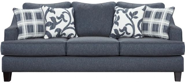 Fusion Furniture Truth or Dare Navy Blue Sloped Track Arm Sofa