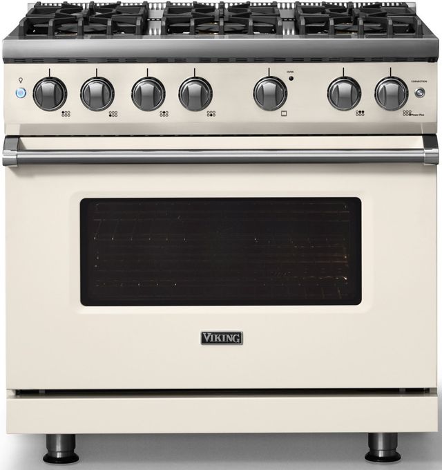 Viking® 5 Series 36" Pure White Pro Style Gas (NG) Range with Polished Chrome Trim-3