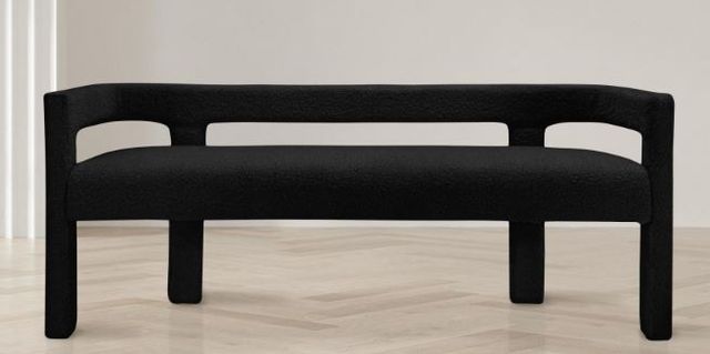Meridian Furniture Athena Black Boucle Fabric Upholstered Bench-2