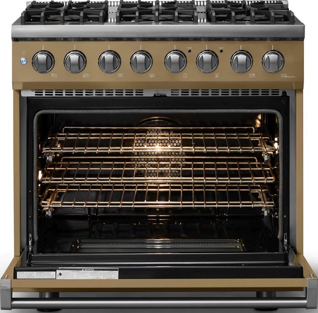 Viking® 5 Series 36" Golden Hour Pro Style Dual Fuel (LP) Range with Polished Chrome Trim-1