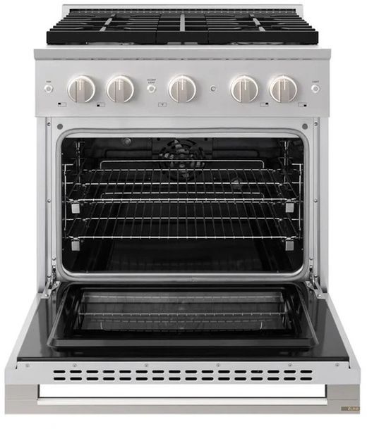 ZLINE Marino 30" Satin Stainless Steel Pro Style Gas Range with 4 Brass Burner-1