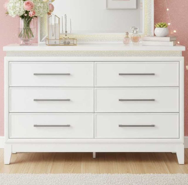 Liberty Furniture Reflections Pearl White Youth Dresser with Lights-1
