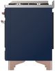 Ilve® Majestic III 36" Midnight Blue Pro Style Dual Fuel Liquid Propane Range with 6 Black Brass Burners and Copper Trim-3