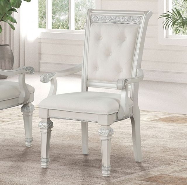 Furniture of America® Stella Mia 2-Piece Ivory Dining Arm Chair Set-1