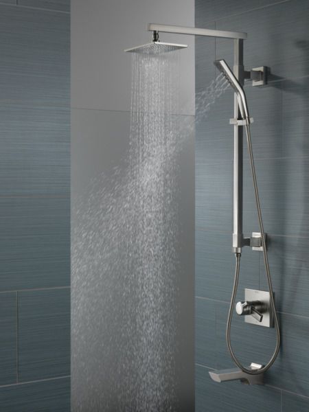 Delta Universal Showering Components Lumicoat® Stainless Square Single-Setting Raincan Shower Head-4