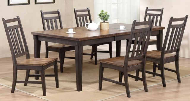 Allwood Furniture Group #120 Rustic Solid Wood Two Tone Extension Dining Table and Side Chairs-1