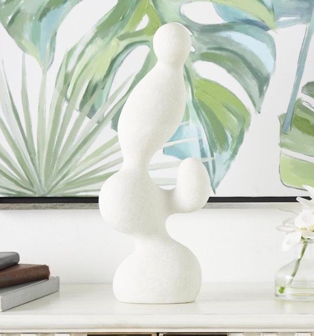 Deco Marche White Polystone Sculpture With Speckled Texturing-4