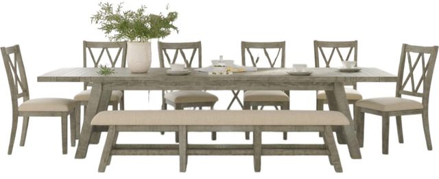 Jofran Inc. Telluride 8-Piece Driftwood Trestle Dining Table Set-0
