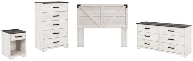 Signature Design by Ashley® Shawburn 4-Piece Whitewash Queen Panel Headboard Bedroom Set-0