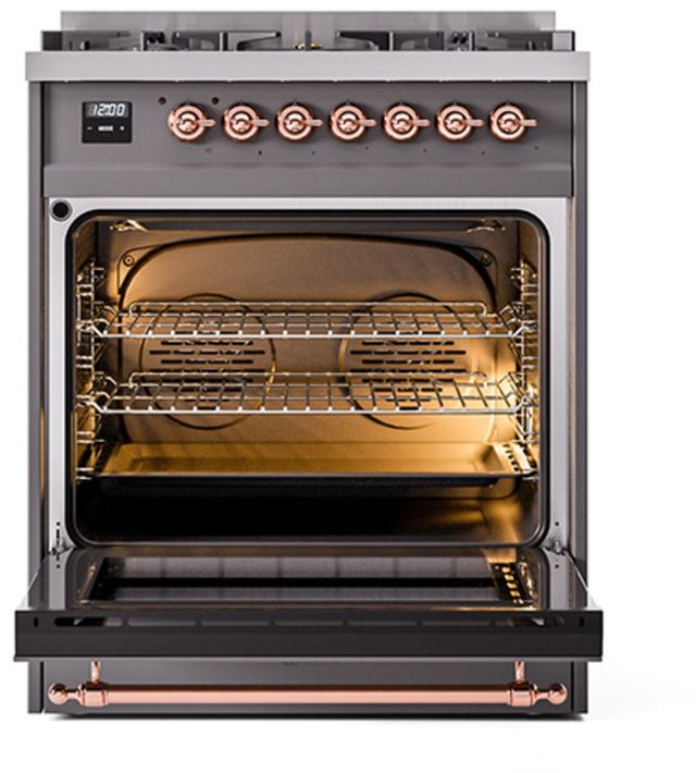 Ilve® Nostalgie II Series 30" Graphite Matte Pro Style Dual Fuel Range-3