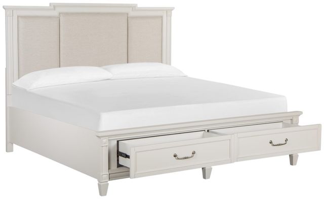 Magnussen Home® Willowbrook Egg Shell White/Natural California King Upholstered Storage Panel Bed-3