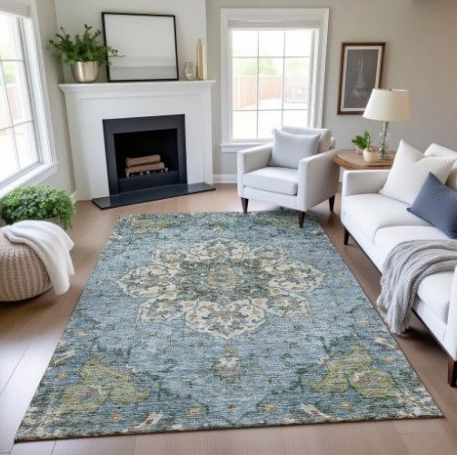 Dalyn™ Rug Company Silk Road SR6 Aqua 5'x8' Area Rug-4