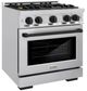ZLINE Autograph Edition 30" Stainless Steel Pro Style Dual Fuel Range with Matte Black Accents-2