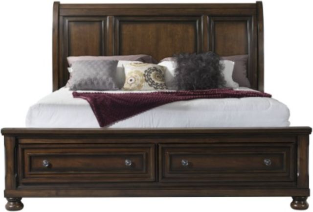 Elements International Kingston Walnut Queen Storage Sleigh Bed-1