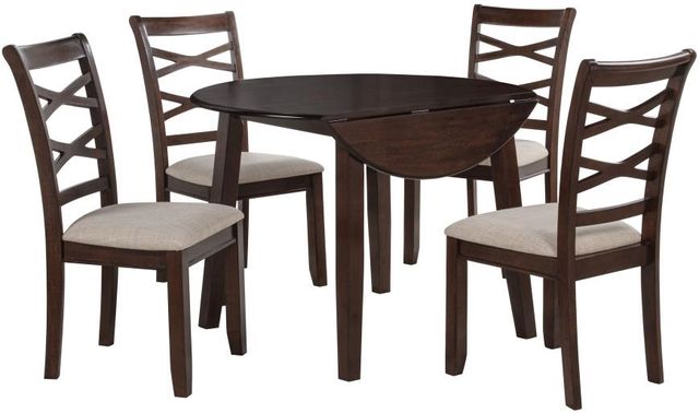 Coaster® Barton 5-Piece Dark Brown Round Wood Dining Table Set-0