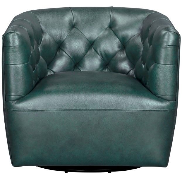 Leather Italia™ Cambria Mira Forest Green Swivel Chair-1