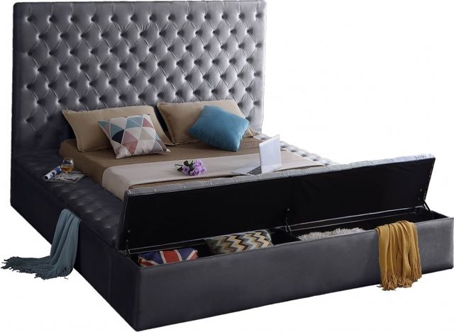 Meridian Furniture Bliss Grey Velvet Full Bed-2