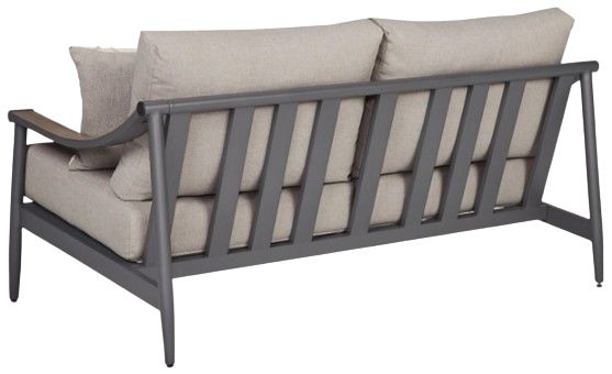 Signature Design by Ashley® Ocean Beach Beige/Gray Fabric/Wooden Outdoor Loveseat-3