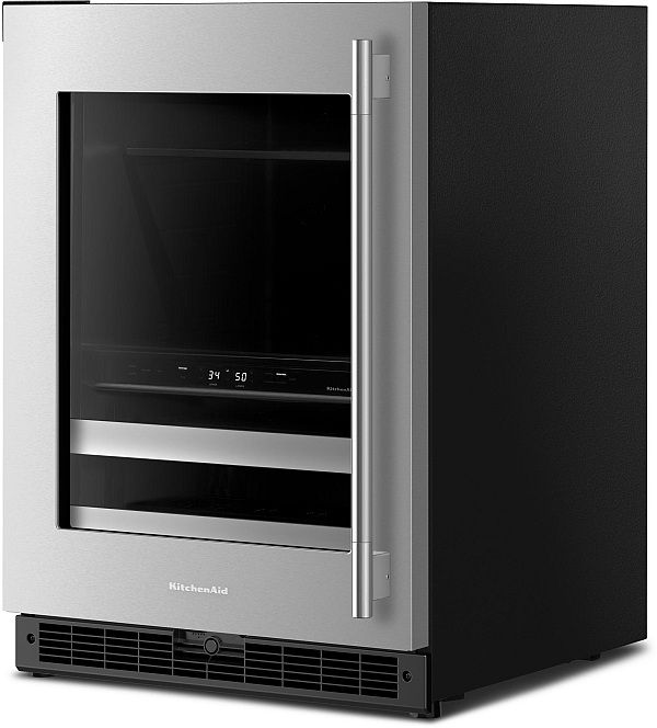 KitchenAid® 24" 4.8 Cu. Ft. Black and Stainless Steel Undercounter Beverage Centre-3