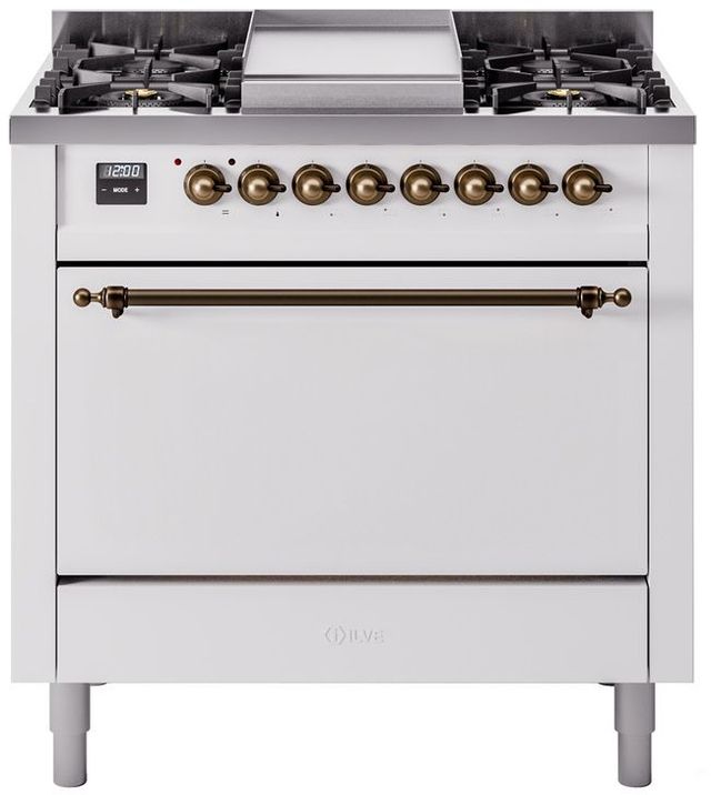 Ilve® Nostalgie II Series 36" White Pro Style Dual Fuel Range-0