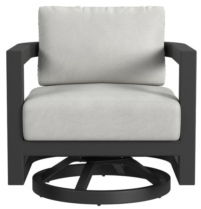Sunset West Malibu Matte Coal Aluminum Swivel Outdoor Club Chair with Cast Silver Cushion-1