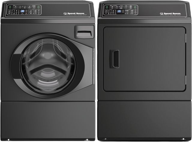 Speed Queen Black Front Load Washer and Gas Dryer Laundry Pair