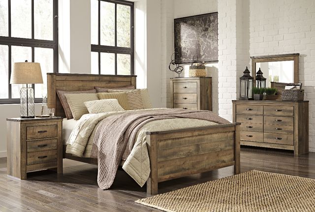 Signature Design by Ashley Trinell Rustic Brown 5 Piece Queen Panel  Bedroom Set | Van's Home Center