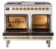 Ilve® Nostalgie II Noblesse 40'' Antique White Pro Style Dual Fuel Range with Brass Trim-2