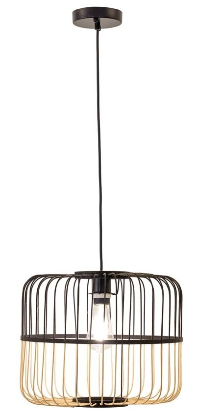 YHD Serren Natural/Matte Black 1-Light Large Pendant Lighting-1