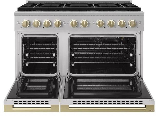 ZLINE Marino 48" Stainless Steel Pro Style Gas Range with 8-Burner and Polished Gold Accents-1