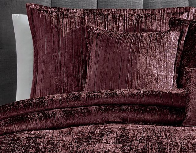 Hallmart Collectibles Taos 7-Piece Plum King Velvet Comforter Set-2