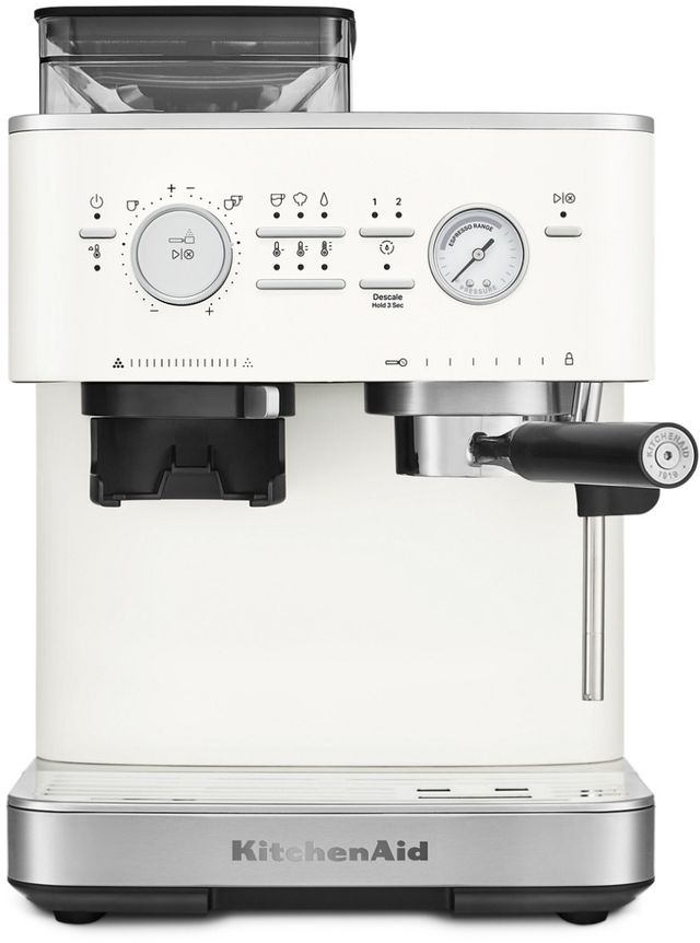 KitchenAid® Porcelain White Semi Automatic Espresso Machine with Burr Grinder-0