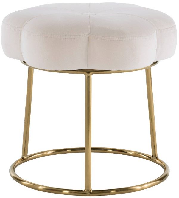 Linon Flower White Vanity Stool-4