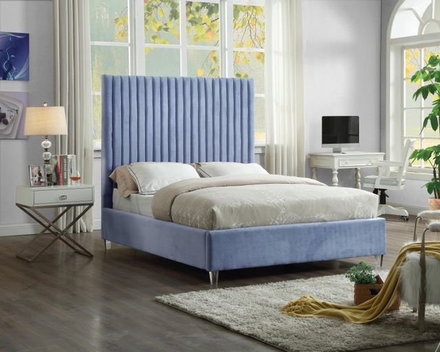 Meridian Furniture Candace Sky Blue Velvet Full Bed-3