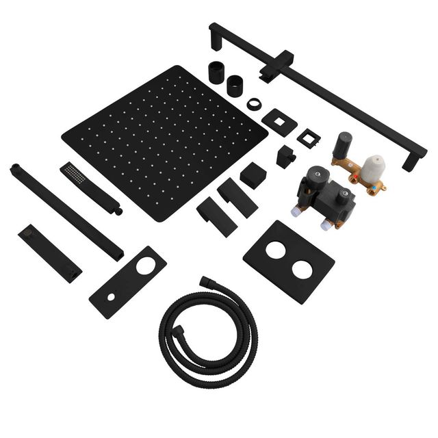 ZLINE Bliss Matte Black Shower System with 16" Oversized Shower Head-2