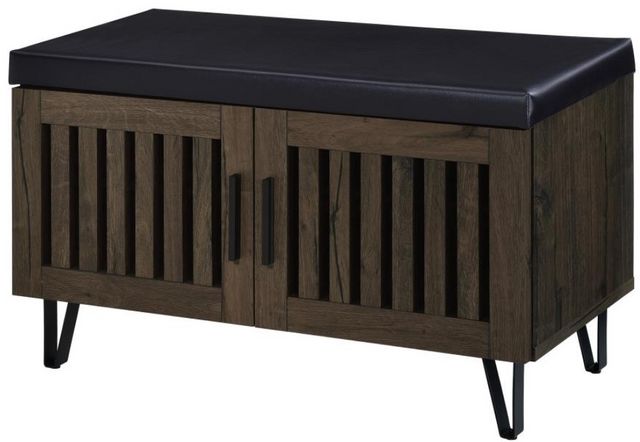 Coaster® Brixton Black/Smoked Oak Entryway Shoe Storage Bench-3