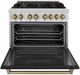 ZLINE Autograph Edition 36" Stainless Steel Pro Style Dual Fuel Range with Black Matte Door-1