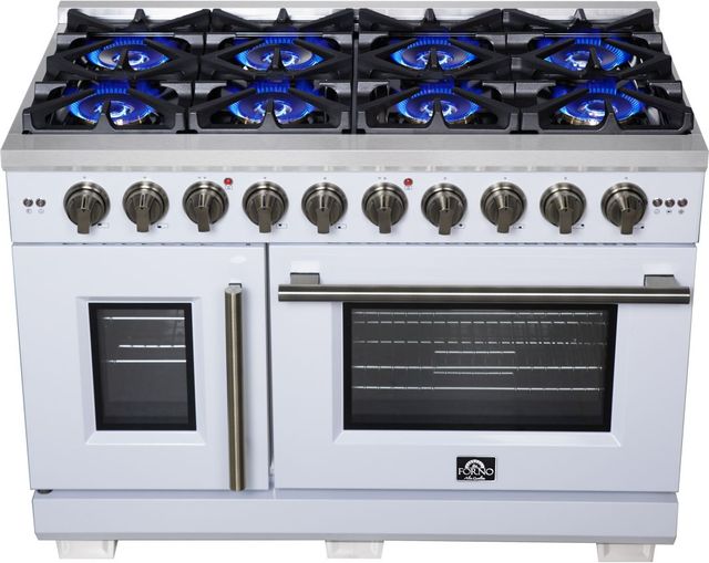 FORNO® Capriasca Series Alta Qualita 48" White Pro Style Gas Range-3