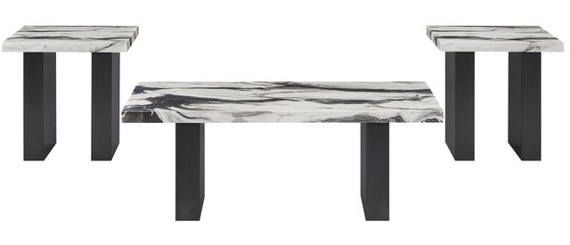 Crown Mark Vega 3-Piece Black/White Occasional Table Set-0