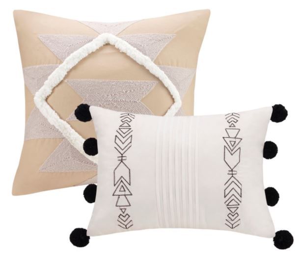 Olliix by Intelligent Design Tate Natural Twin/Twin XL Printed Comforter Set with Chenille Trim-3