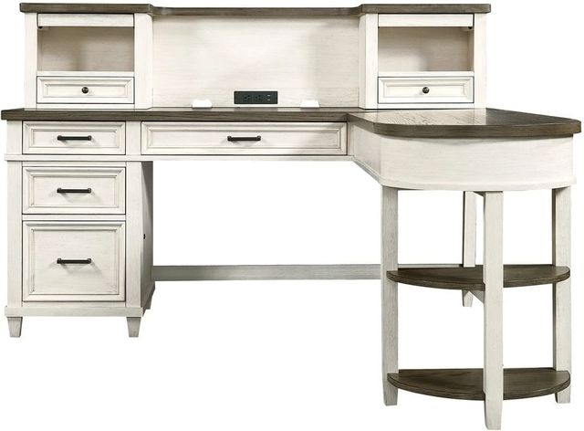 aspenhome® Caraway Aged Ivory Pedestal Desk and Return-1